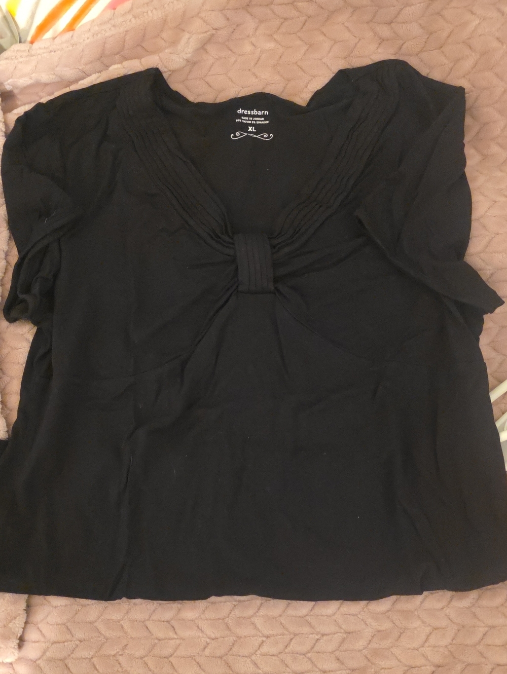 Dress Barn Black Short-Sleeve Twist-Front Top